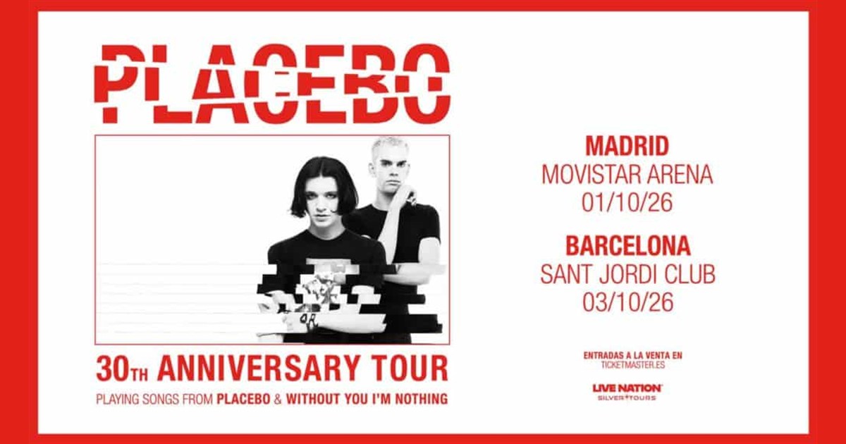 Cartel del 30th Anniversary Tour de Placebo en Madrid y Barcelona