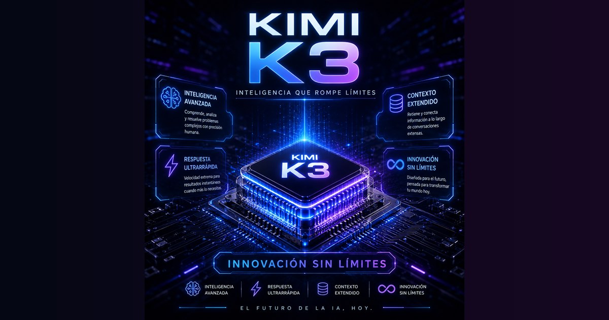 Imagen promocional de Kimi K3 con un chip de inteligencia artificial